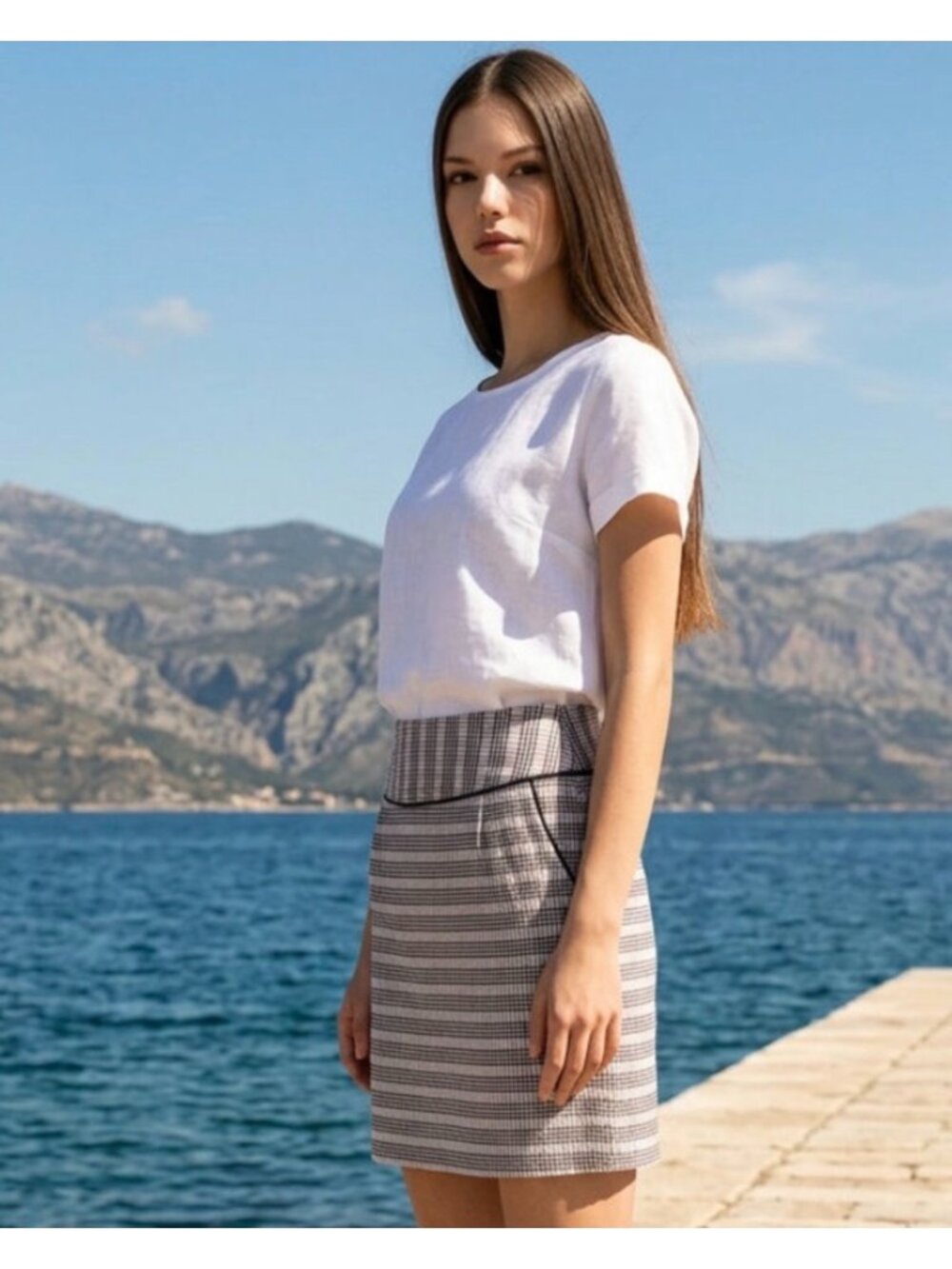 NWT Anthropologie Edme & Esyllte Blue & White Embroidered Skirt Sz 4